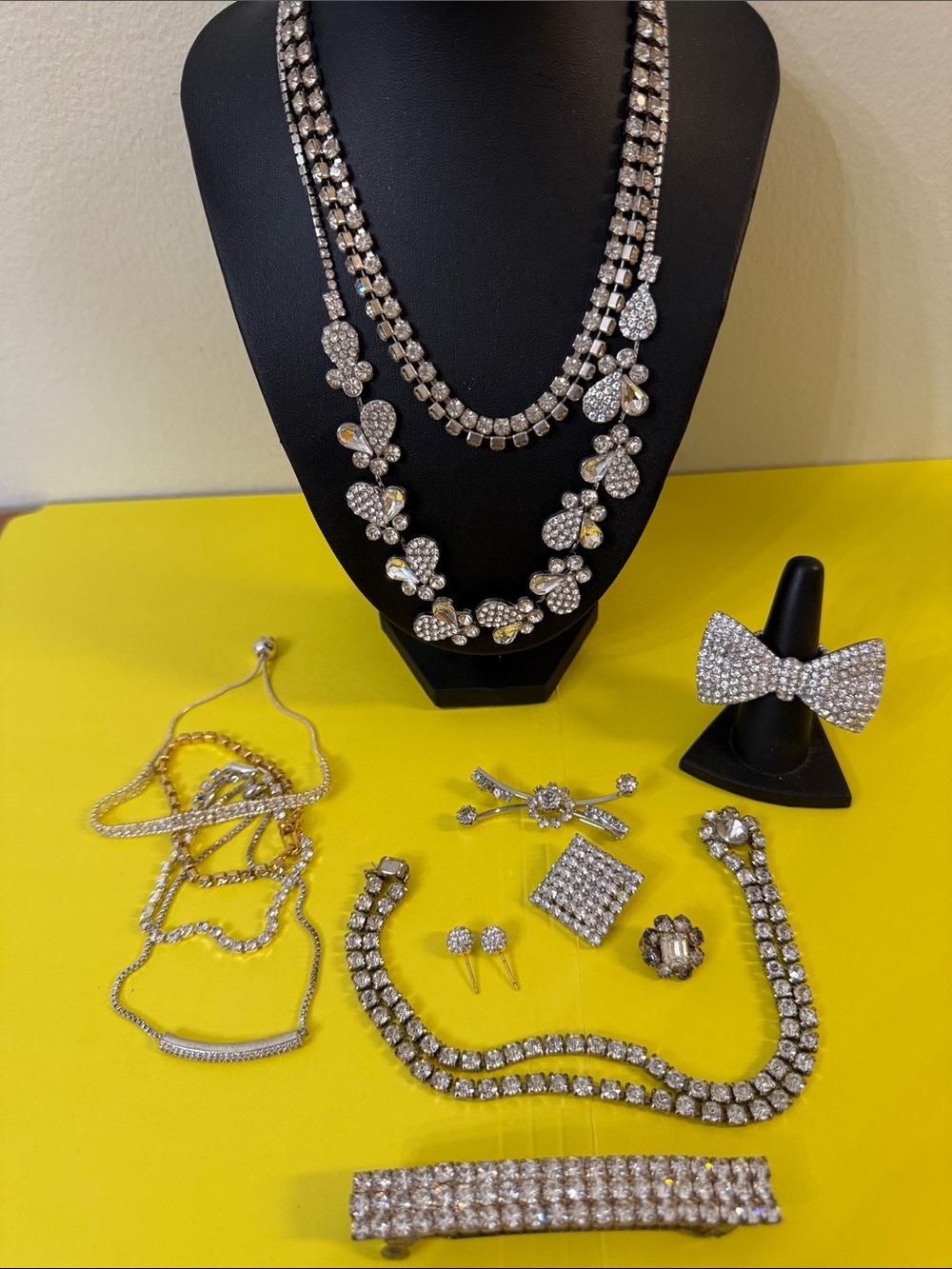 Badgley Mischka & Other Rhinestone Crystal Bundle 14 Items Jewelry Wardrobe